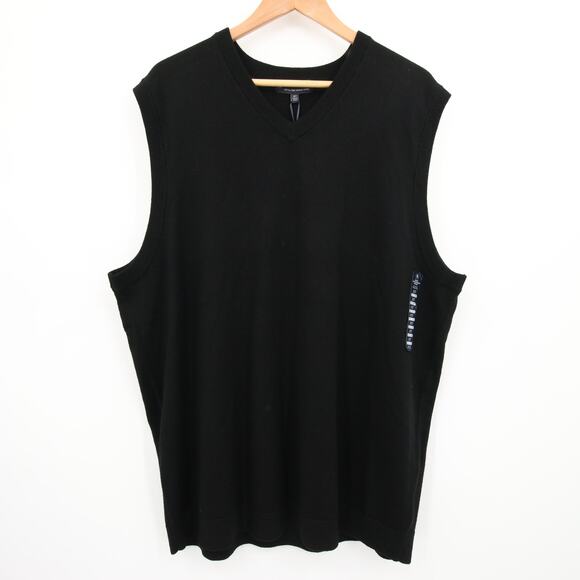 Hart Schaffner Marx Sweater Vest Black Extra Fine Merino Wool V Neck 2X Tall NWT - Picture 1 of 11